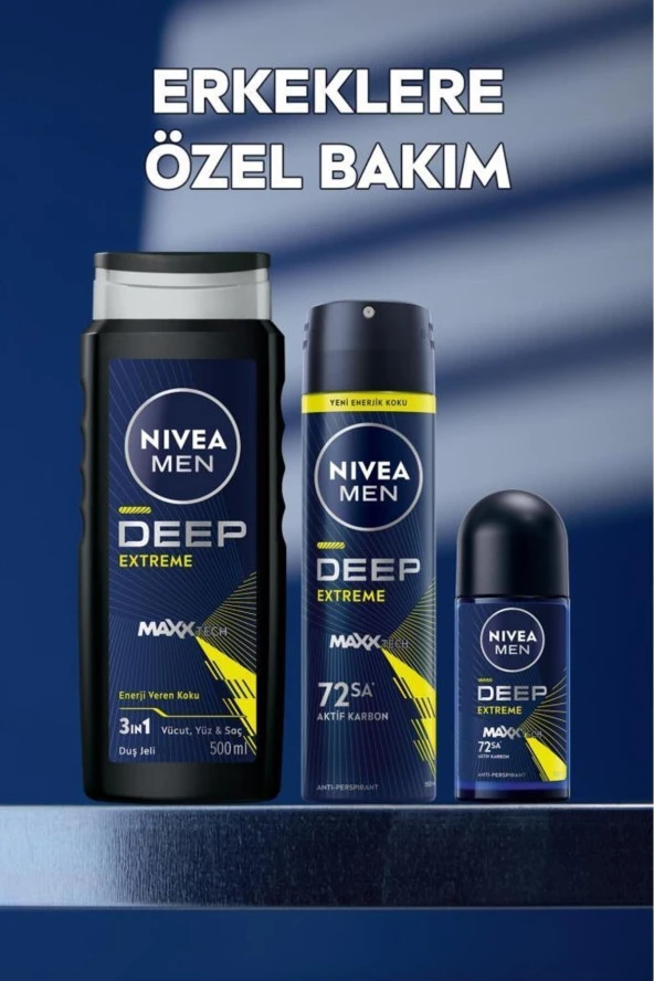 NIVEA Men Erkek Sprey Deodorant Deep Extreme 150ml, 72 Saat Anti-perspirant Ter Koruma, Yeni Enerjik - 5