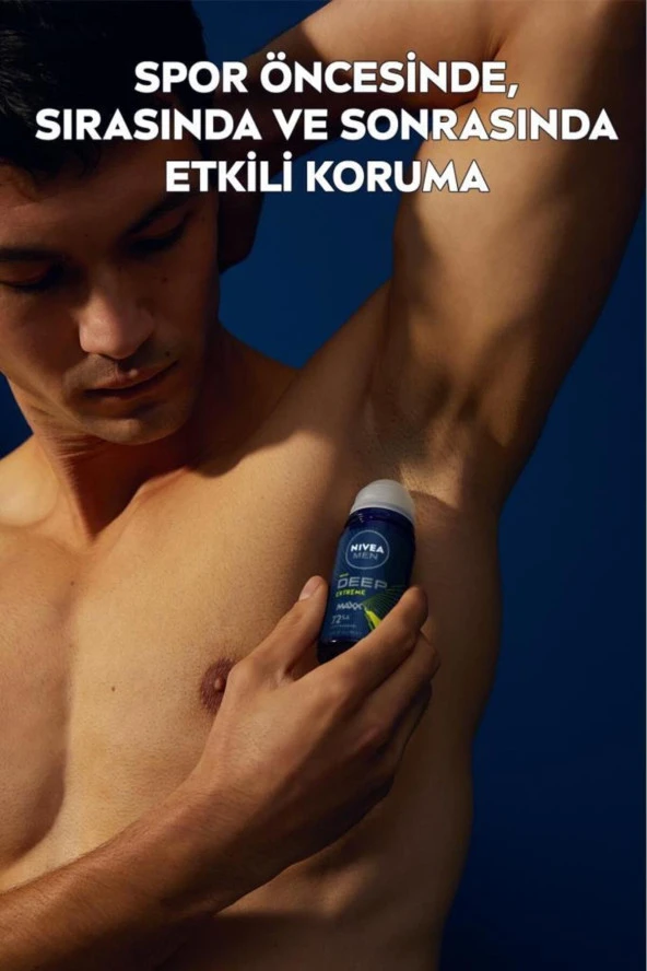 NIVEA Men Erkek Roll-on Deodorant Deep Extreme 50ml, 72 Saat Anti-perspirant Ter Koruma, Yeni Enerji - Resim 3
