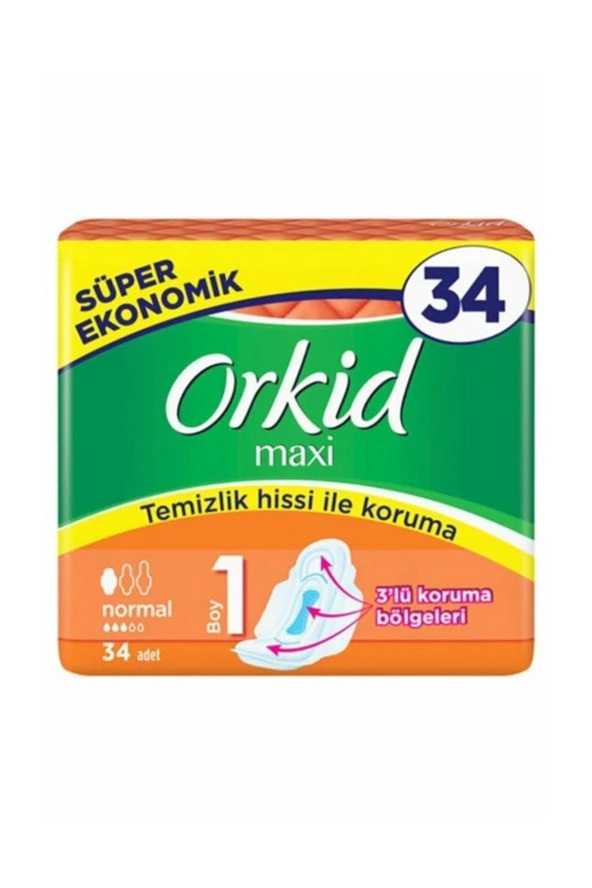 ORKİD Maxi Hijyenik Ped Normal Süper Ekonomik Paket 34 Ped