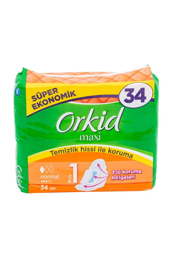 ORKİD Maxi Hijyenik Ped Normal Süper Ekonomik Paket 34 Ped - 2