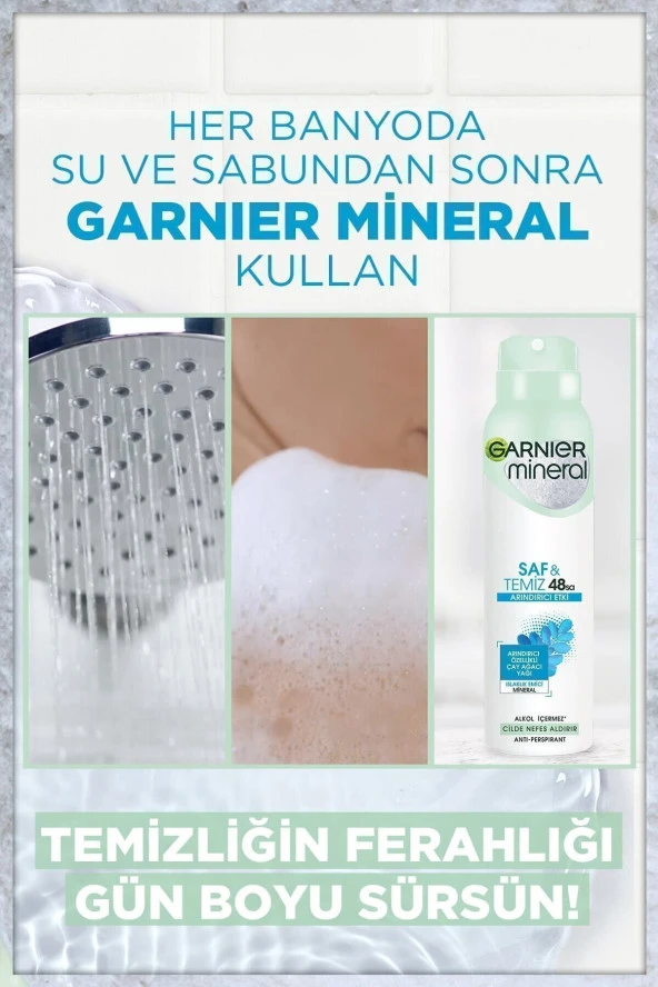 GARNİER Mineral Saf ve Temiz Kadın Sprey Deodorant 3600542035132 - Resim 2