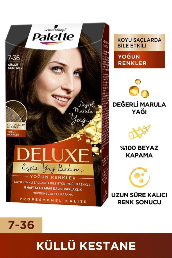 PALETTE DELUXE SAÇ BOYASI YOĞUN RENKLER 7-36 KÜLLÜ KESTANE