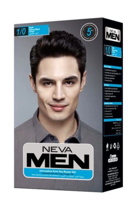 NEVA COLOR Siyah Men Amonyaksız Krem Saç Boyası Seti 1/0
