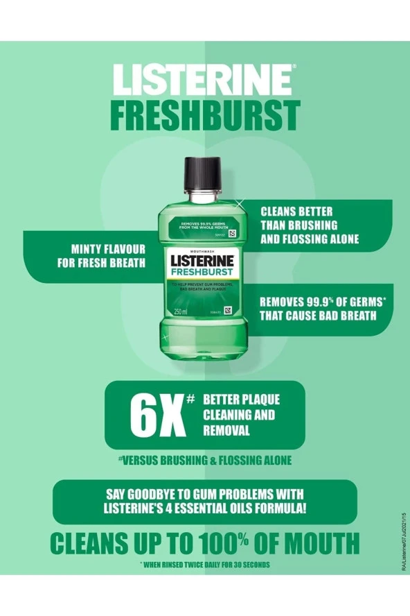 LİSTERİNE Fresh Burst Ağız Bakım Suyu 500 ml - Resim 3