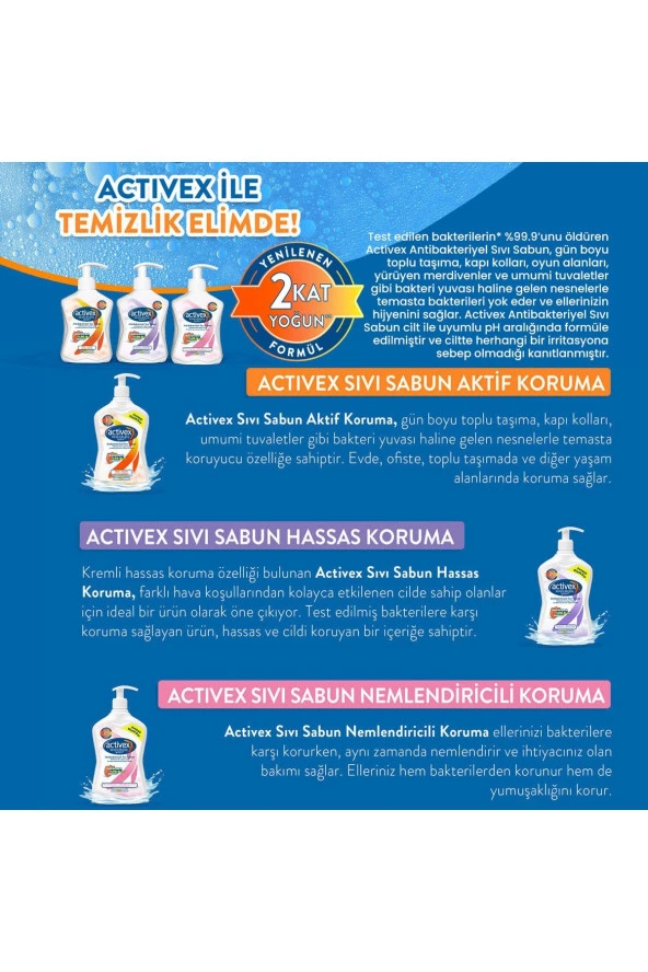 ACTİVEX Antibakteriyel Sıvı Sabun Hassas 1,5 lt - 2