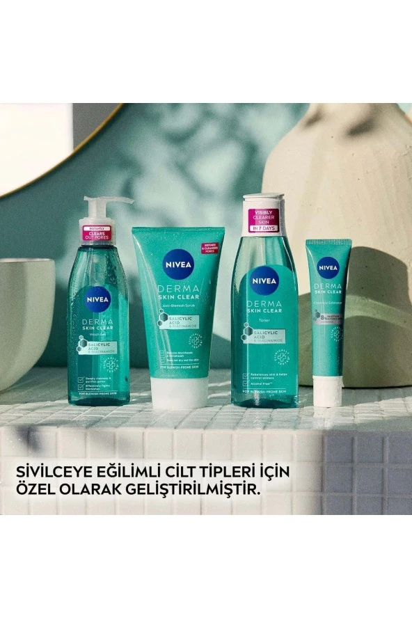 NIVEA Derma Skin Clear Sivilce Karşıtı Tonik 200ml,salisilik Asit (BHA), Gözenek Arındırıcı - Resim 4