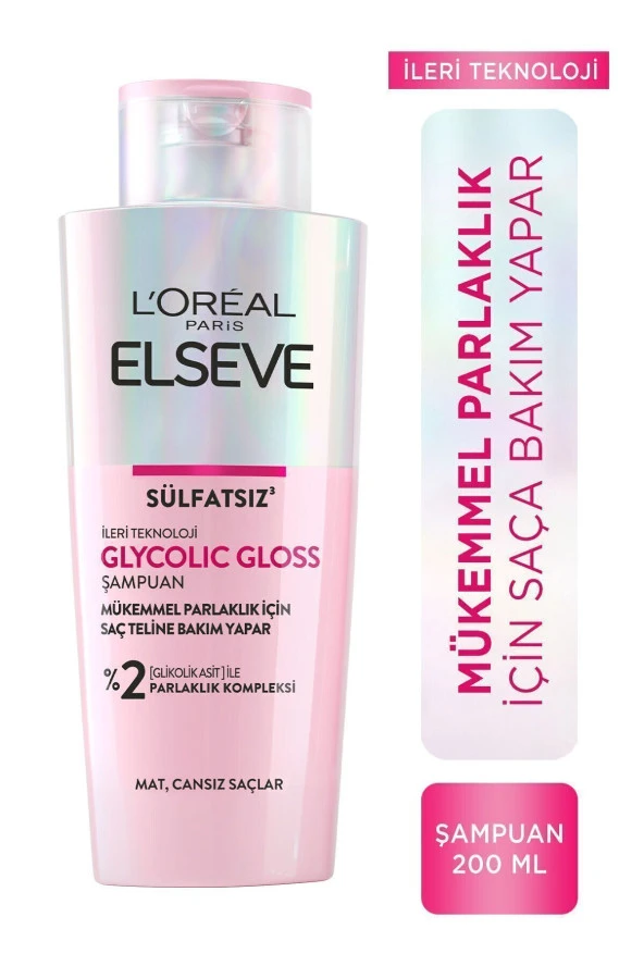 ELSEVE Glycolic Gloss Mükemmel Parlaklık için Bakım Yapan Şampuan 200ml