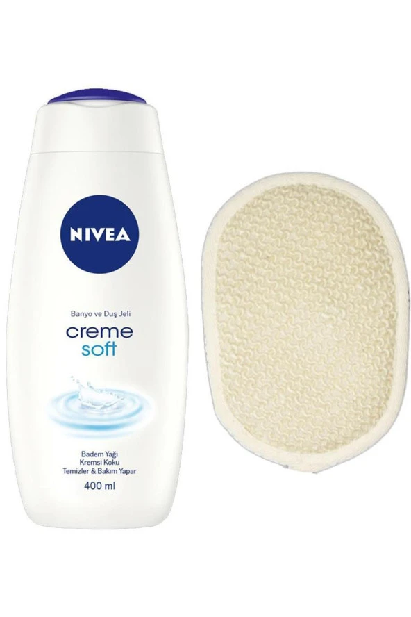 NIVEA Creme Soft Banyo Ve Duş Jeli 400 ml + Kese