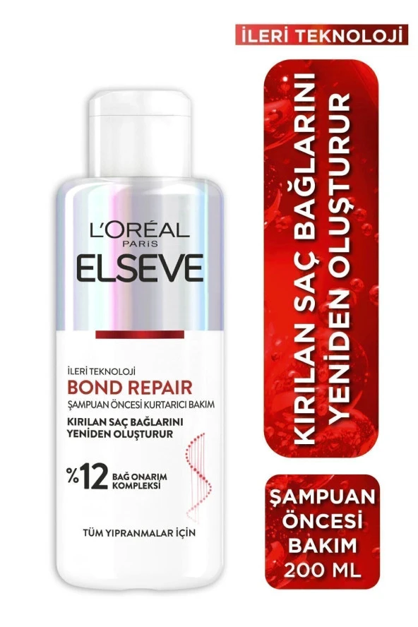 ELSEVE Bond Repair Tüm Yıpranmalar Için Saç Bağlarını Yeniden Oluşturan Şampuan Öncesi Kurtarıcı Bakım200ml