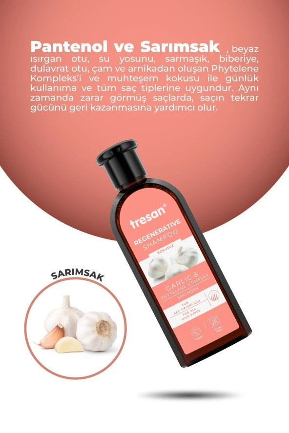 TRESAN Sarımsak Onarıcı Bakım Şampuanı 300 ml - Resim 3