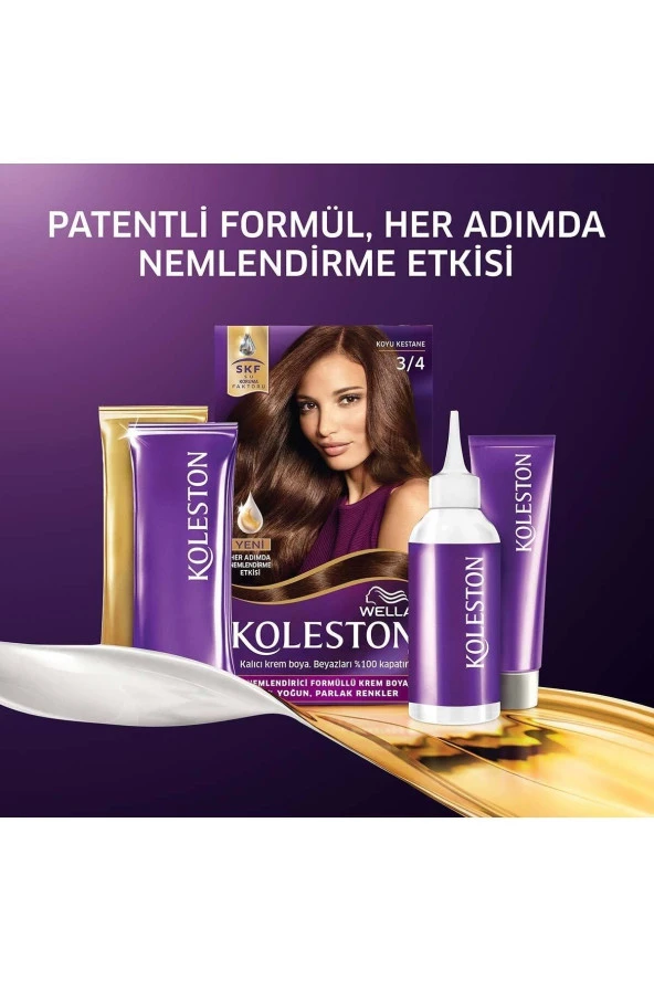WELLA Koleston Kit Saç Boyası 3/4 Koyu Kestane - Resim 5