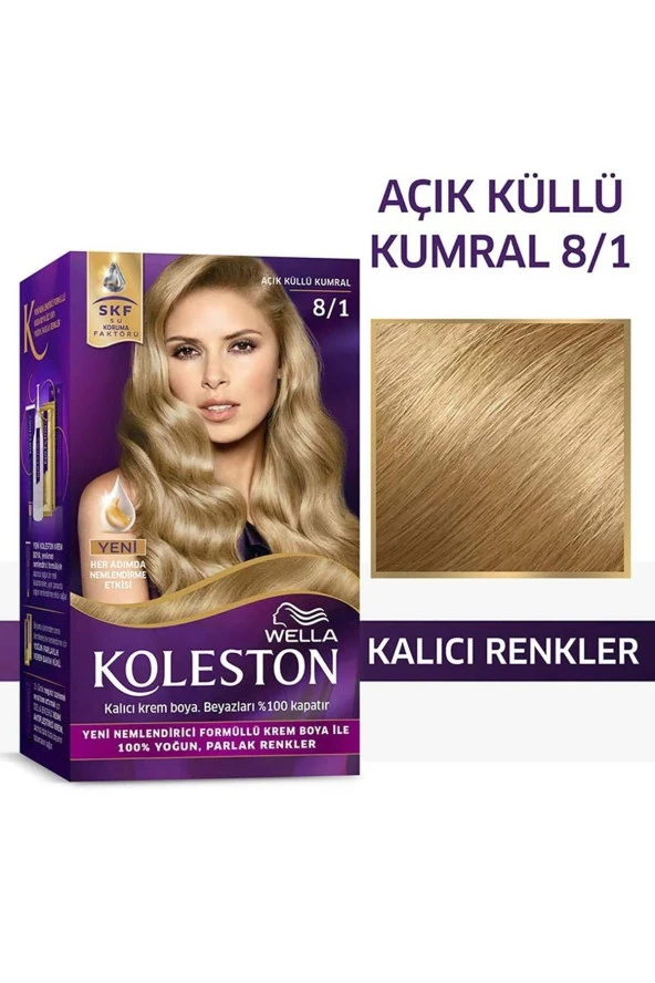 WELLA Koleston Kit Saç Boyası 8/1 Açık Küllü Kumral - Resim 2