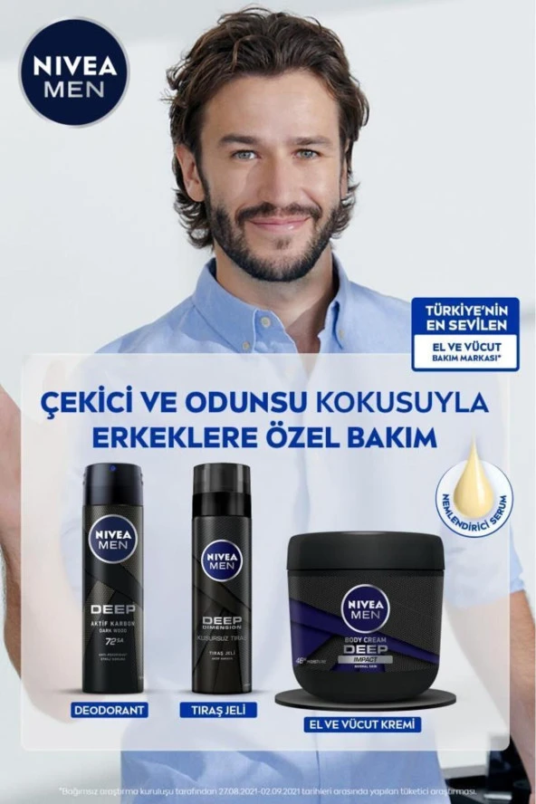 NIVEA Men Erkek El Ve Vücut Kremi Deep Impact 400ml, 48 Saat Nemlendirici, Gün Boyu Ferah Cilt Hissi - 5