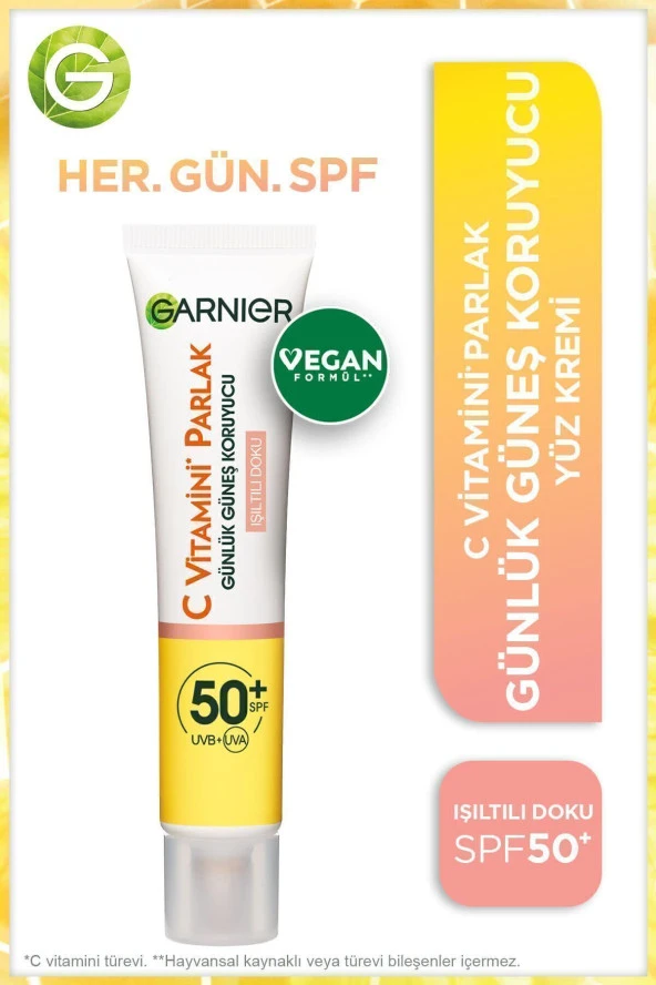 GARNİER C Vitamini Parlak Günlük Uv Korumalı Güneş Yüz Kremi Spf50 Işıltılı Doku 40ml