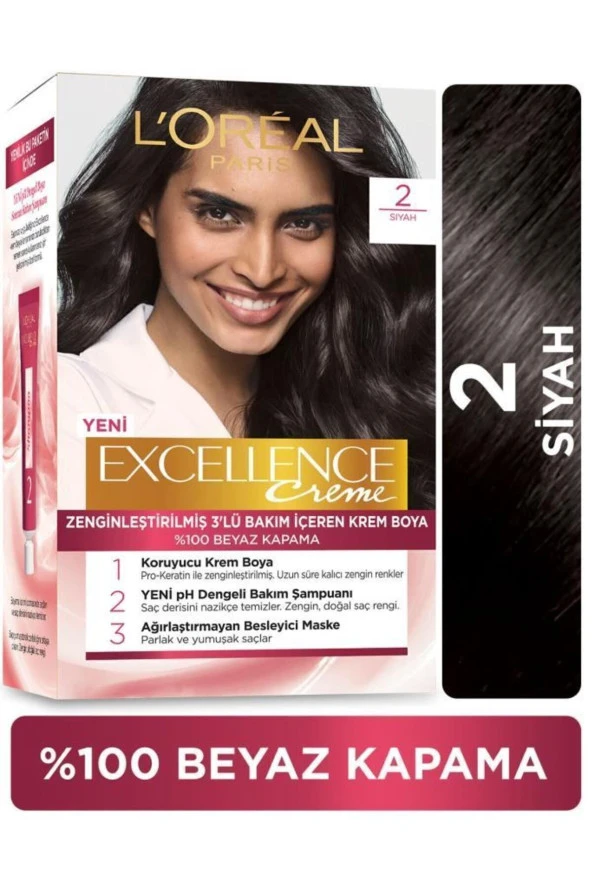 L'OREAL PARİS Excellence Creme Saç Boyası 2 Siyah