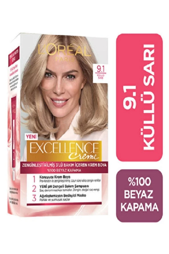 L'OREAL PARİS L'Oréal Paris Excellence Creme Saç Boyası Sarı Küllü 9.1