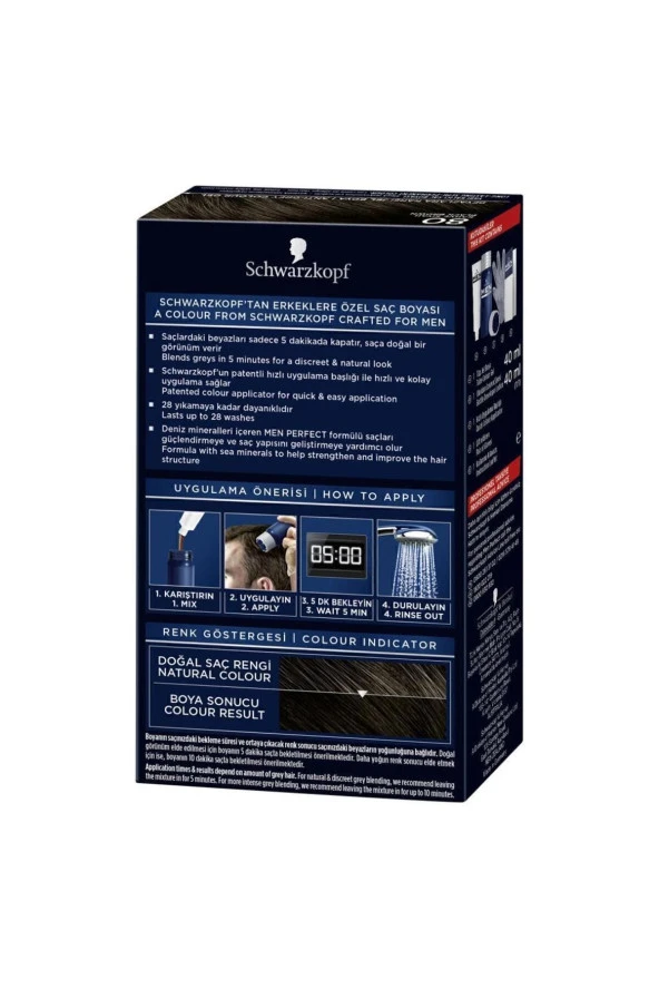 MEN PERFECT Schwarzkopf Saç Boyası 80 - Kahve Siyah - Resim 3