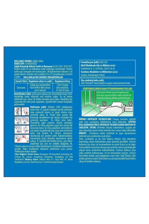 RAİD Elekro Likit Cihaz Ve 1 Yedek, 45 Gece (SİVRİSİNEKLERE KARŞI) - 3