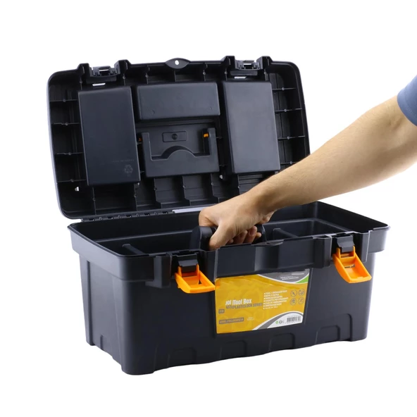 Bölmeli Taşınabilir Kulplu Takım Çantası Alet Çanta 32 cm Plastik Açma Kapatmalı 13'' İnç Organizer - 5