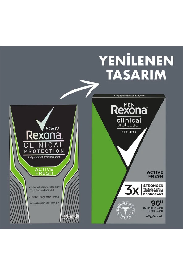 Rexona Men Clinical Protection Erkek Stick Deodorant Active Fresh 96 Saat Koruma 45 Ml - 4