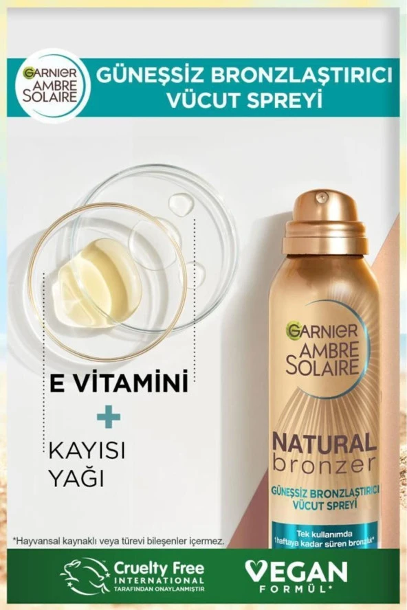 GARNİER Ambre Solaire Natural Bronzer Güneşsiz Bronzlaştırıcı Sprey 150ml - Resim 3