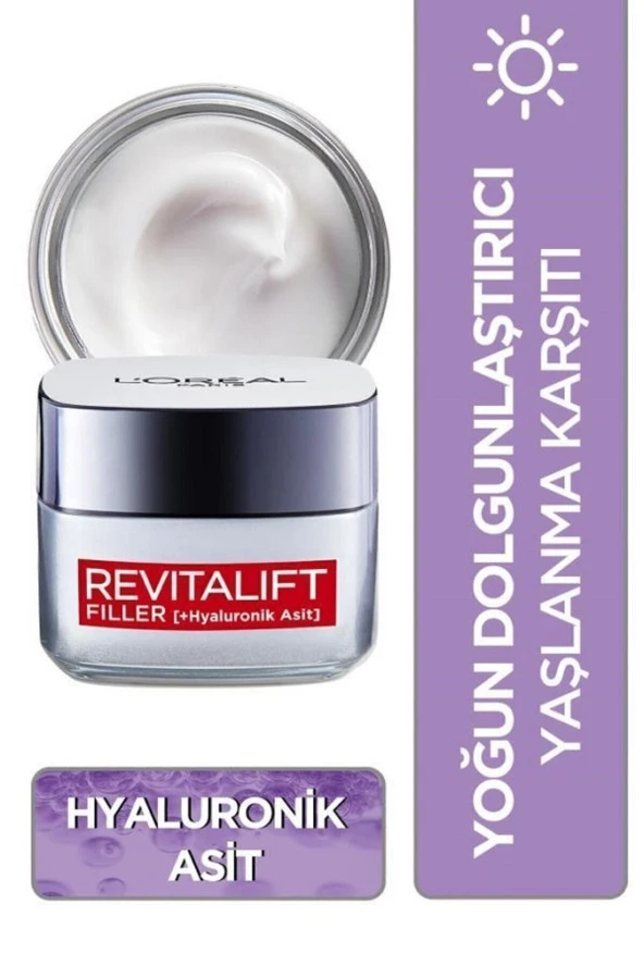 L'OREAL PARİS Revitalift Filler Yoğun Dolgunlaştırıcı Yaşlanma Karşıtı Gündüz Kremi 50ml - Hyaluronik Asit