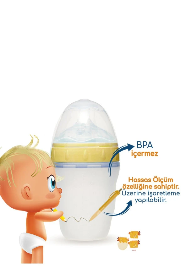 BEBEDOR Geniş Ağız Silikon Biberon 180 ml Şeffaf - 2