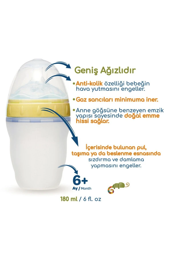 BEBEDOR Geniş Ağız Silikon Biberon 180 ml Şeffaf - 3