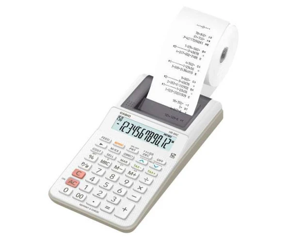 Casio HR-8RC-WE 12 Hane Beyaz Şeritli Hesap Makinesi