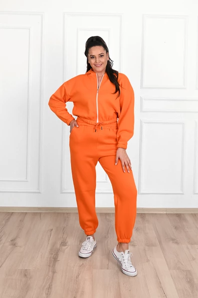 Kadın Büyük Beden Fermuarlı Eşofman Takımı 8031-24 - 7