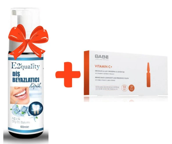 E2'quality Diş Beyazlatıcı Köpük + Babe Vitamin C Ampoule Solutions 10x2 ML Leke Karşıtı Ampul Serum