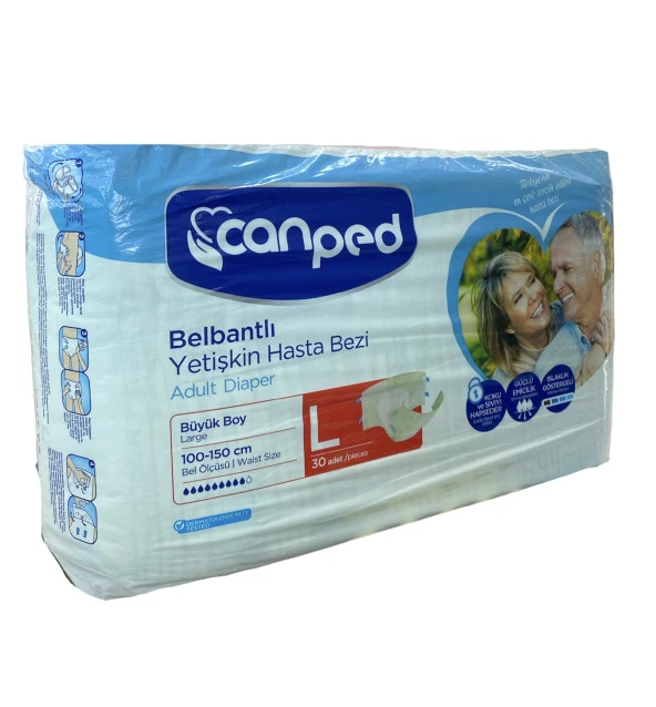 CANPED POLİETİLEN BELBANTLI HASTA BEZİ LARGE 30