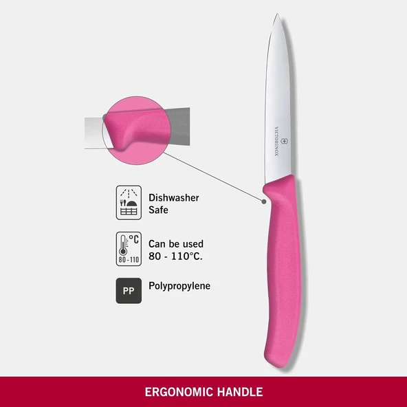 6.7706.L115 Swissclassic 10 cm. Düz Kenarlı Soyma Bıçağı Pembe - 3