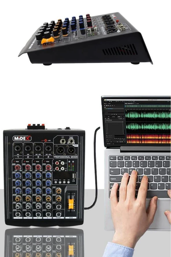 Midex Mp-400 Amfili Power Mikser 2X200 Watt 4 Kanal (Bluetooth Usb Efekt Kayıt) - 5