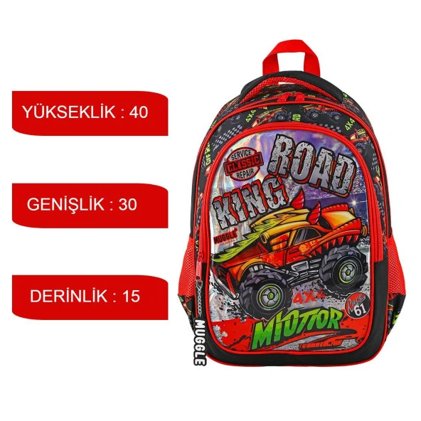 Muggle 2 Bölmeli King Road Okul Sırt Çantası MU-9128 - 2