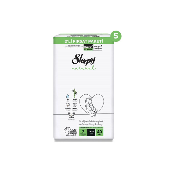 Sleepy Natural 2'Li Ultra Fırsat Paketi Bebek Bezi 7 Numara Xxlarge 200 Adet - 4
