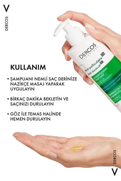 Vichy Dercos Normal ve Yağlı Saçlar Kepek Karşıtı 390 ml Şampuan - 8