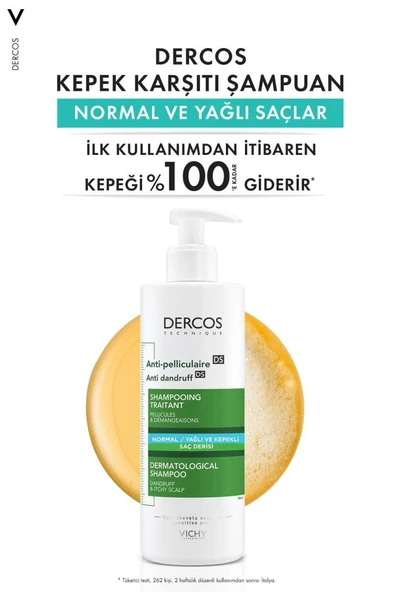 Vichy Dercos Normal ve Yağlı Saçlar Kepek Karşıtı 390 ml Şampuan - 4