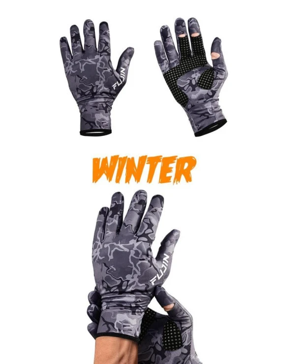 Fujin Pro Angler Winter Gloves Black Camo L/XL