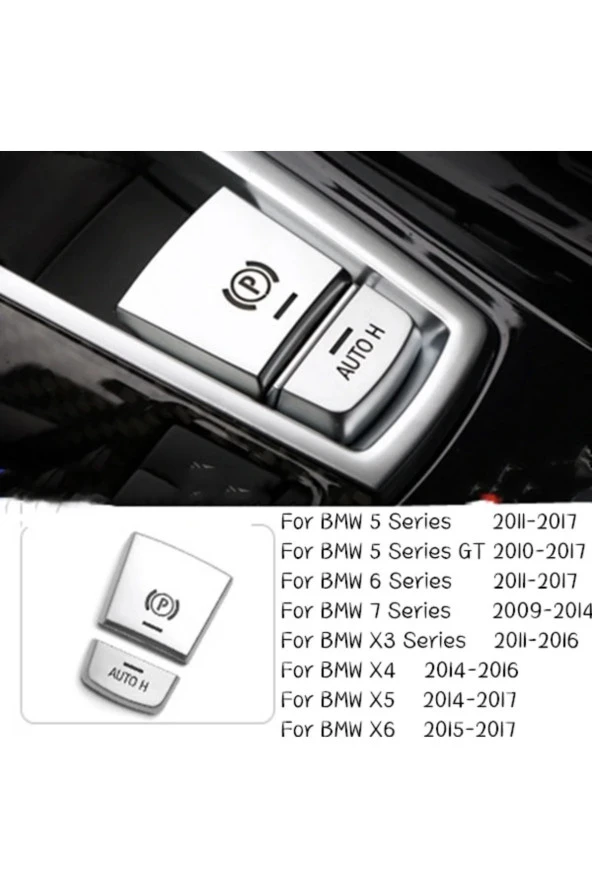 YıldızTuning Bmw 7 Serisi El Freni Park Buton Tuş Silver 2009-2014