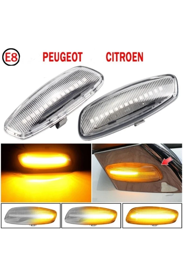 YıldızTuning Citroen C4 Picasso Kayar Led Ayna Sinyali Kristal 2006-2015