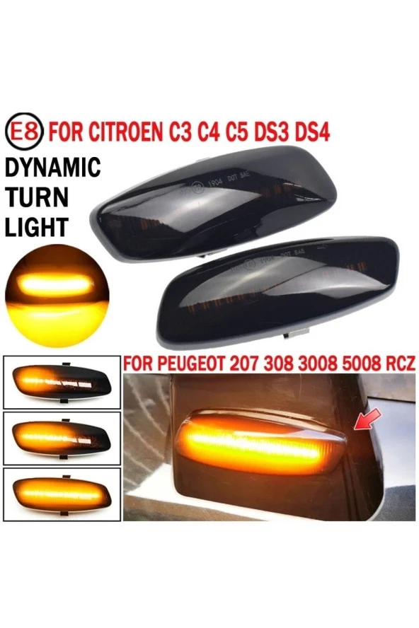 YıldızTuning Citroen C4 Picasso Kayar Led Ayna Sinyali Siyah 2006-2015