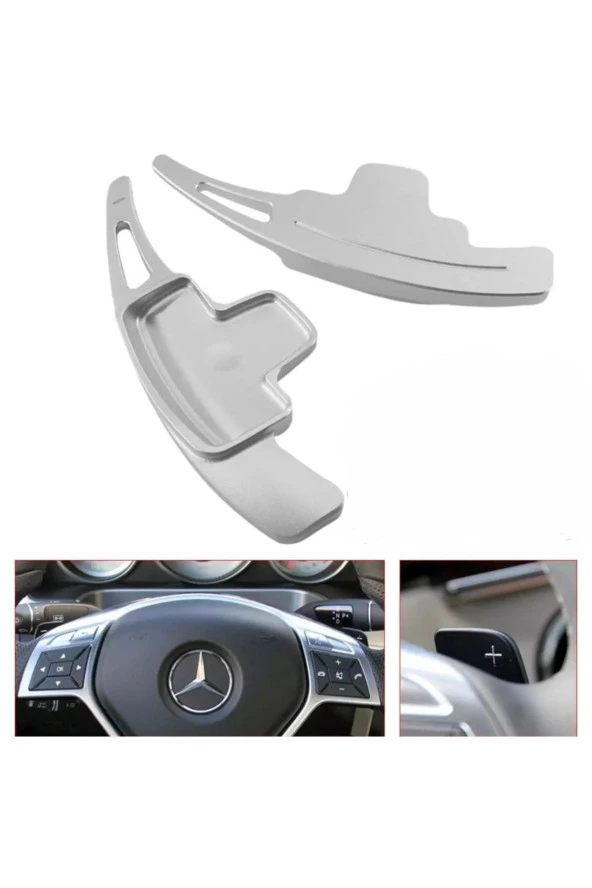 YıldızTuning Mercedes C Serisi C117 F1 Gri Kulakçık Direksiyon Paddle Shifter 2013-2019