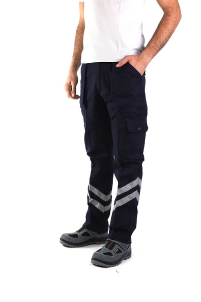 ESER - Gabardin Teknik Bol Cepli Reflektörlü Pantolon - Lacivert
