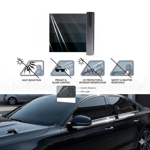 Space Premium Cam filmi 1.00x30m %35 1PLY Araç-ev-İşyeri - Resim 2