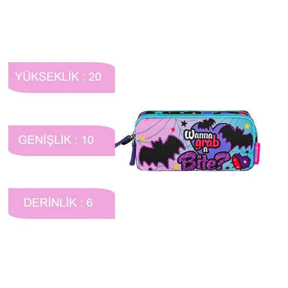 Muggle 3 Bölmeli Gotik Girl Okul Sırt Çantası+Kalemlik - 6