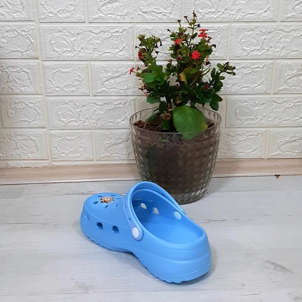 Sonimix 12901 Bebe Mavisi Taşlı Kalın Tabanlı Bayan  Terlik - Resim 8