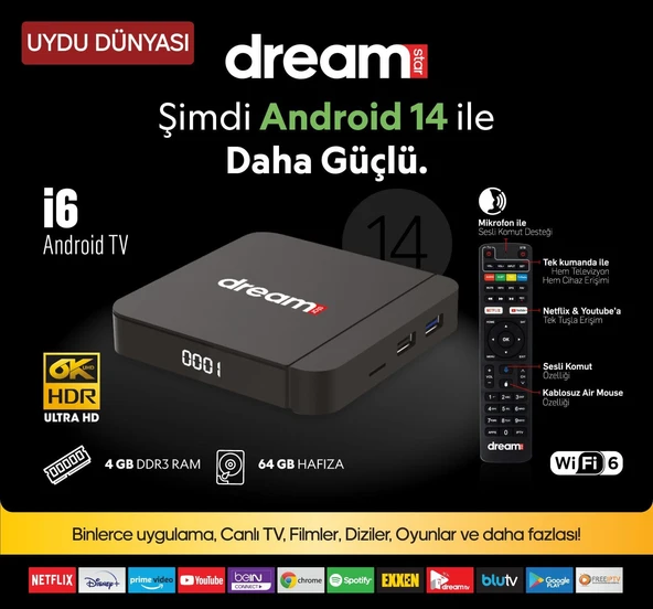 DREAMSTAR İ6 ANDORİD 14 TV BOX 6K (4-64)