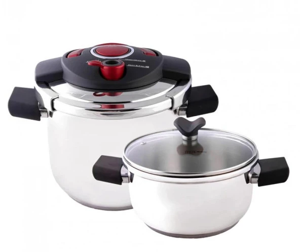 Emsan Innocook Kırmızı 4+6,5Lt Düdüklü Tencere Seti - 2