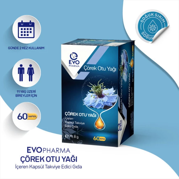 EVO PHARMA Çörek Otu Yağı İçeren Kapsül Takviye Edici Gıda 60 Kapsül - 3